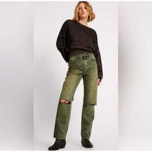 Free People x One Teaspoon Awesome‎ Baggies Jeans Black Khaki Size 31 NWT $148